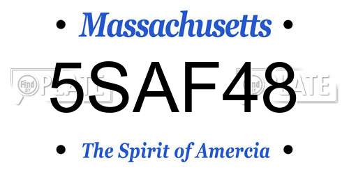 5SAF48 Massachusetts License Plate