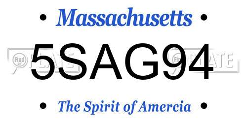 5SAG94 Massachusetts License Plate