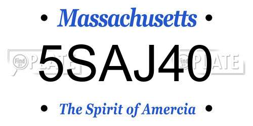 5SAJ40 Massachusetts License Plate