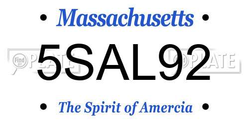 5SAL92 Massachusetts License Plate