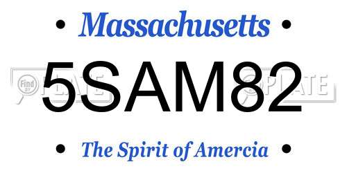 5SAM82 Massachusetts License Plate
