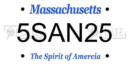 5SAN25 Massachusetts License Plate