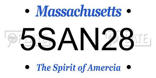 5SAN28 Massachusetts License Plate