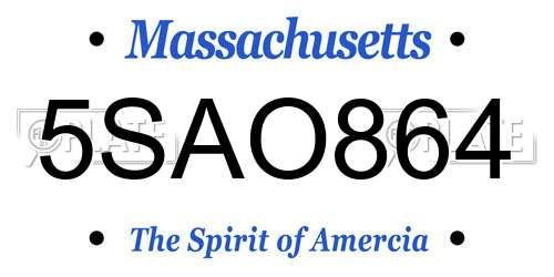 5SAO864 Massachusetts License Plate