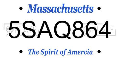 5SAQ864 Massachusetts License Plate