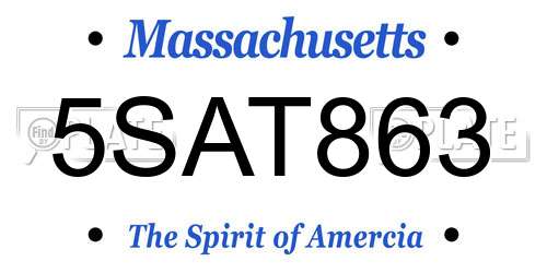5SAT863 Massachusetts License Plate