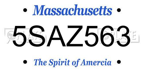 5SAZ563 Massachusetts License Plate