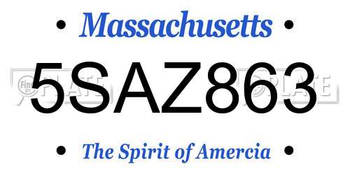 5SAZ863 Massachusetts License Plate
