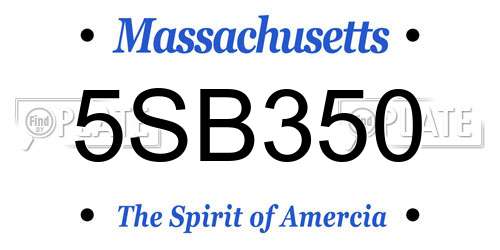 5SB350 Massachusetts License Plate