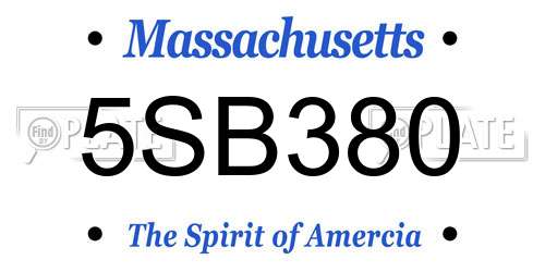 5SB380 Massachusetts License Plate