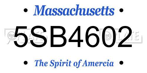 5SB4602 Massachusetts License Plate