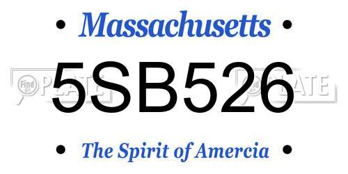 5SB526 Massachusetts License Plate