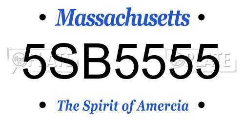 5SB5555 Massachusetts License Plate