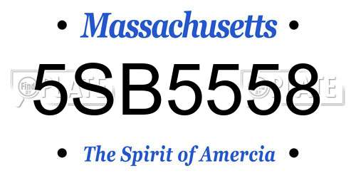5SB5558 Massachusetts License Plate