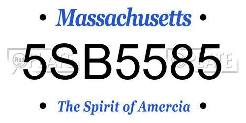 5SB5585 Massachusetts License Plate