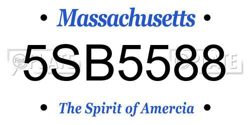 5SB5588 Massachusetts License Plate