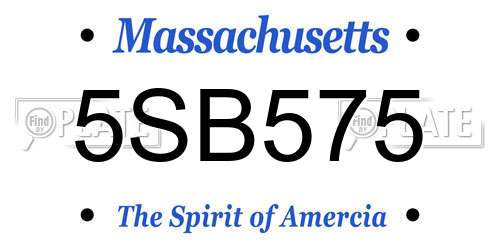 5SB575 Massachusetts License Plate