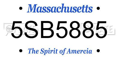 5SB5885 Massachusetts License Plate