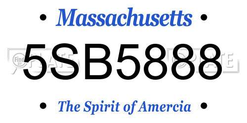 5SB5888 Massachusetts License Plate