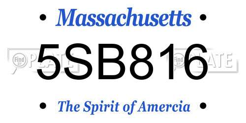 5SB816 Massachusetts License Plate
