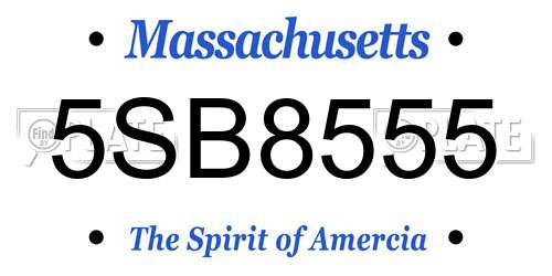 5SB8555 Massachusetts License Plate