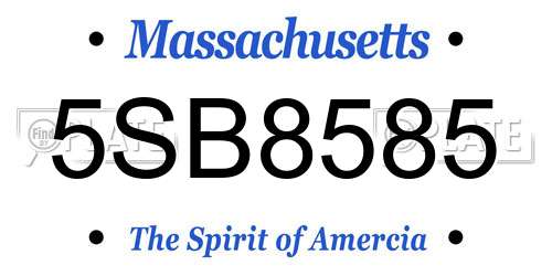 5SB8585 Massachusetts License Plate