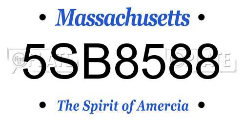 5SB8588 Massachusetts License Plate