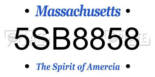 5SB8858 Massachusetts License Plate