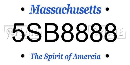 5SB8888 Massachusetts License Plate