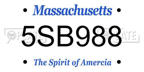 5SB988 Massachusetts License Plate