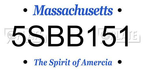 5SBB151 Massachusetts License Plate