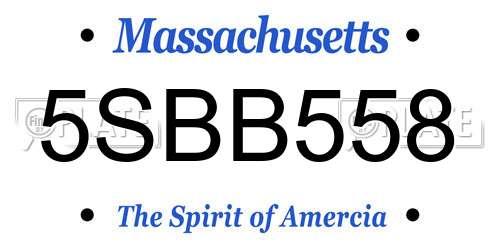5SBB558 Massachusetts License Plate