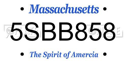 5SBB858 Massachusetts License Plate