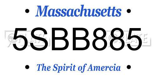 5SBB885 Massachusetts License Plate