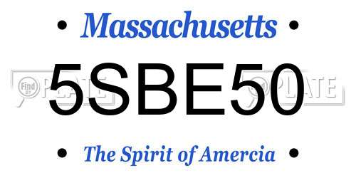 5SBE50 Massachusetts License Plate