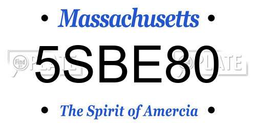 5SBE80 Massachusetts License Plate