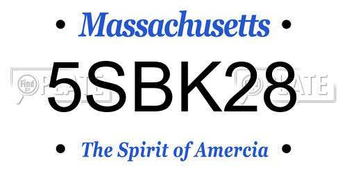 5SBK28 Massachusetts License Plate