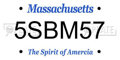 5SBM57 Massachusetts License Plate