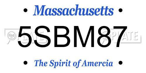 5SBM87 Massachusetts License Plate
