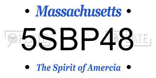 5SBP48 Massachusetts License Plate