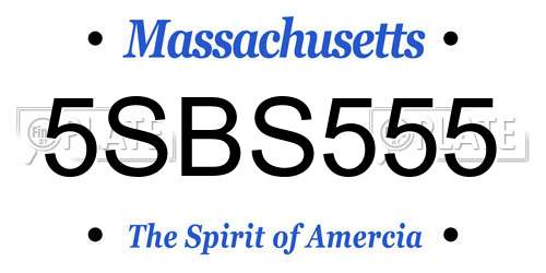 5SBS555 Massachusetts License Plate