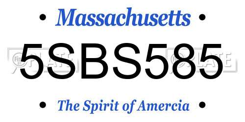5SBS585 Massachusetts License Plate