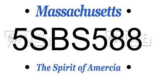 5SBS588 Massachusetts License Plate