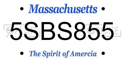5SBS855 Massachusetts License Plate