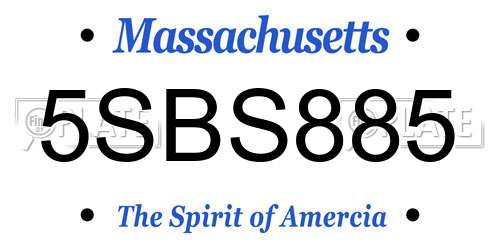 5SBS885 Massachusetts License Plate