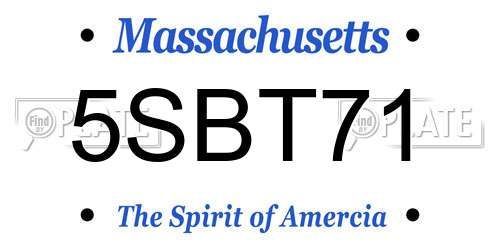 5SBT71 Massachusetts License Plate