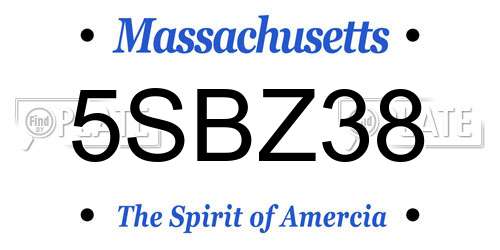 5SBZ38 Massachusetts License Plate