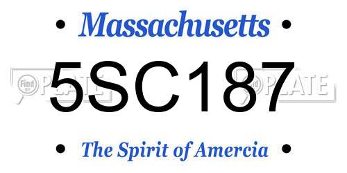 5SC187 Massachusetts License Plate
