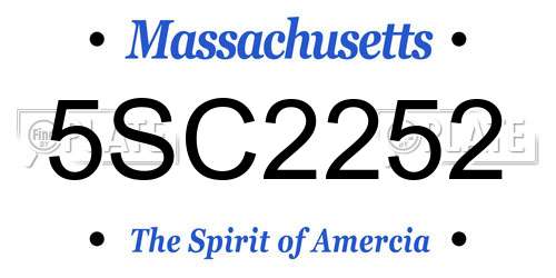 5SC2252 Massachusetts License Plate