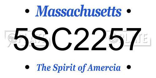 5SC2257 Massachusetts License Plate